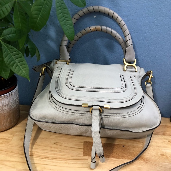 Chloe Marcie Medium Satchel Bag in Cashmere Grey - Picture 3 of 15